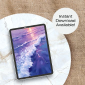 Purple Tide | Ocean Waves Watercolor Painting Poster