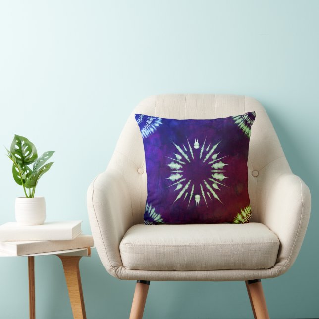 Purple Tie Dye Throw Pillow Kussen (Stoel)