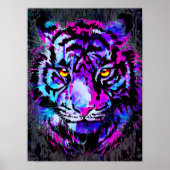Purple Tiger Head Portrait  - Tiger Poster Print (Voorkant)