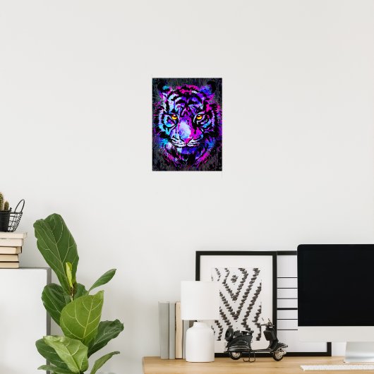 Purple Tiger Head Portrait  - Tiger Poster Print (Thuiskantoor)