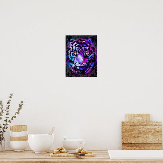 Purple Tiger Head Portrait  - Tiger Poster Print (Keuken)
