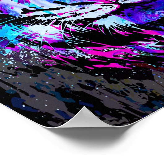 Purple Tiger Head Portrait  - Tiger Poster Print (Hoek)