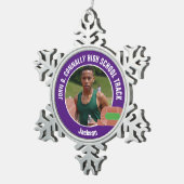Purple Track & Field Photo High School Athlete Tin Sneeuwvlok Ornament (Rechts)