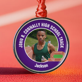 Purple Track & Field Photo High School Christmas Metalen Ornament