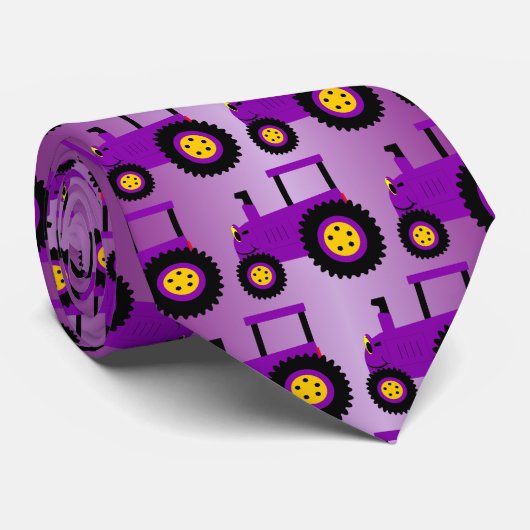 Purple Tractor Design Stropdas (Opgerold)