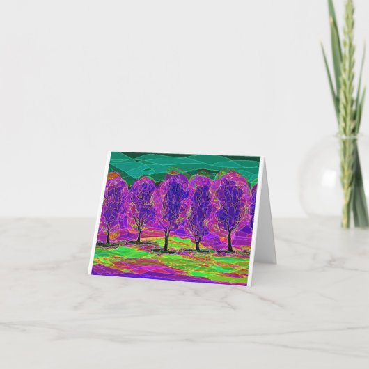 Purple Trees computer drawing card    Kaart (Voorkant)
