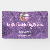 Purple Trendy In My Double Digits Era Birthday Spandoek (Horizontaal)