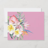 Purple Tropical Floral Hawaii QR Code Wedding RSVP Kaartje (Achterkant)