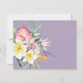 Purple Tropical Floral Hawaii QR Code Wedding RSVP Kaartje (Achterkant)