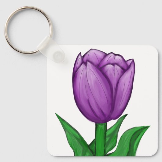 Purple Tulip Monogram Backside Sleutelhanger (Voorkant)
