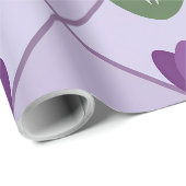 Purple Tulip Pattern – Geometric Floral Seamless Cadeaupapier (Rol Hoek)