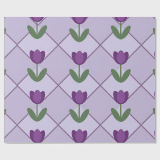 Purple Tulip Pattern – Geometric Floral Seamless Cadeaupapier