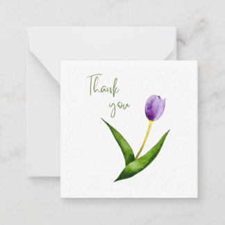 Purple Tulip Thank You Flat Notecard  Notitiekaartje