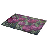 Purple Tulips Flowers Floral Art Glass Snijplank (Hoek)