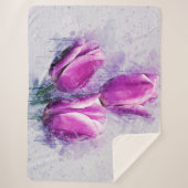 Purple Tulips Sherpa Deken (Voorkant)