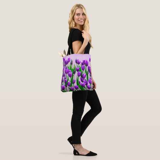 Purple Tulips Tote Bag (Op model)