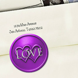 Purple Two Hearts Intertwined Wedding Ronde Sticker