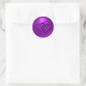 Purple Two Hearts Intertwined Wedding Ronde Sticker (Tas)
