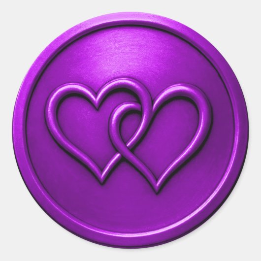 Purple Two Hearts Intertwined Wedding Ronde Sticker (Voorkant)