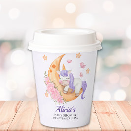 Purple Unicorn Baby Shower Girl Papieren Bekers