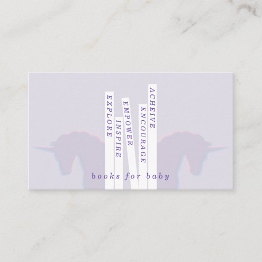 Purple Unicorn Bookends Books for Baby Informatiekaartje (Voorkant)