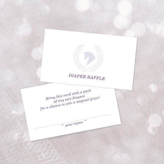 Purple Unicorn Bust Diaper Raffle Informatiekaartje