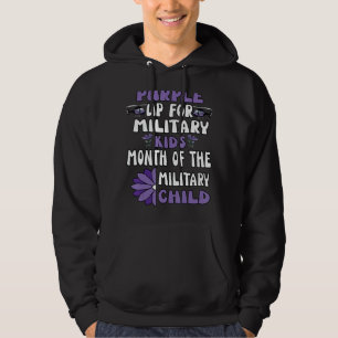 Purple Up Military Child Leopard Sunflower Hoodie