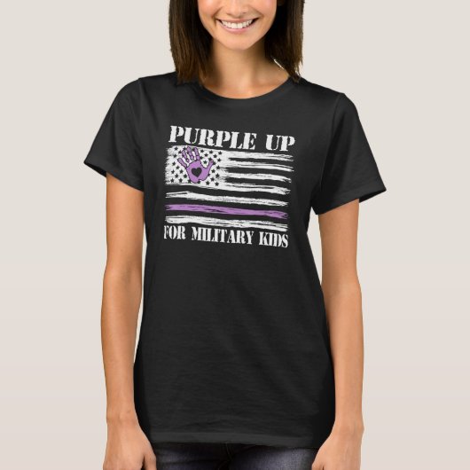 Purple Up Military Kids Military Child Retro Ameri T-shirt (Voorkant)