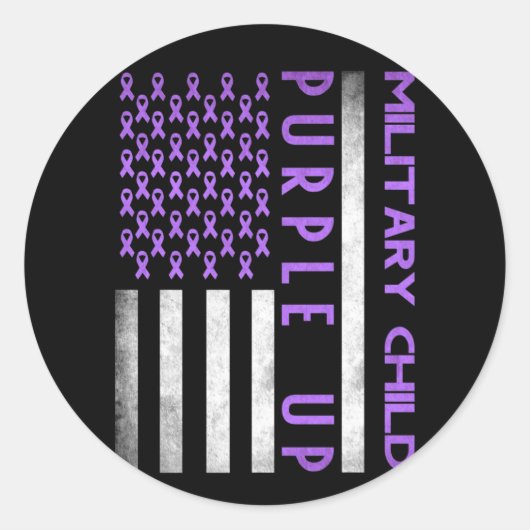 Purple Up Month Of Military Child Kids Awareness Ronde Sticker (Voorkant)