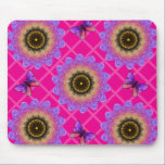 Purple Velvet Sunflower & Butterfly Pattern Muismat<br><div class="desc">Add a touch of whimsy to your home with this unique floral pattern. The artwork features large, textured flowers in rich shades of purple and orange that look like soft velvet or embroidery. Paired with cute butterflies on a subtle pastel pink grid background, this design is perfect for cottagecore home...</div>