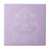 Purple Victorian Monogram Wedding Ceramic Tile Tegeltje (Voorkant)