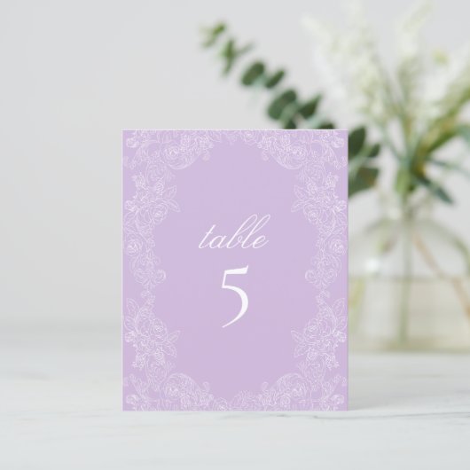 Purple Victorian Wedding Table Number Sign (Staand voorkant)