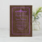 Purple Vintage Barn Wood Wedding Invitations Kaart (Staand voorkant)
