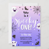 Purple Violet Cute Ghosts Spooky One 1st Birthday Kaart (Voorkant)
