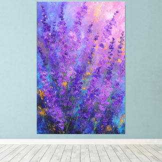 Purple Violet Lavender Flowers Abstract Wall Art Canvas Afdruk