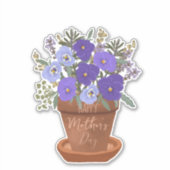 Purple Violets in a Pot – Mother’s Day Floral Sticker (Voorkant)
