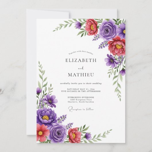 Purple Vivid Spring Wedding Kaart (Voorkant)