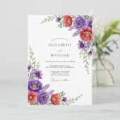 Purple Vivid Spring Wedding Kaart (Staand voorkant)