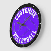 Purple Volleyball Custom Team Name/Text Wall Clock Grote Klok (Hoek)