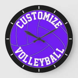 Purple Volleyball Custom Team Name/Text Wall Clock Grote Klok