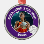 Purple Volleyball Player Photo Christmas Gift Metalen Ornament (Voorkant)