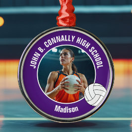 Purple Volleyball Player Photo Christmas Gift Metalen Ornament