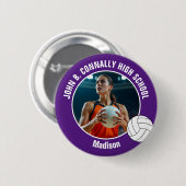 Purple Volleyball Player Photo High School Spirit Ronde Button 5,7 Cm (Voorkant /achterkant)