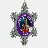 Purple Volleyball Player Photo High School Tin Sneeuwvlok Ornament (Links)