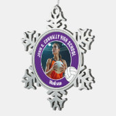 Purple Volleyball Player Photo High School Tin Sneeuwvlok Ornament (Rechts)