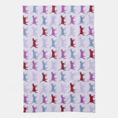 Purple Walking Cat Pattern Theedoek (Verticaal)