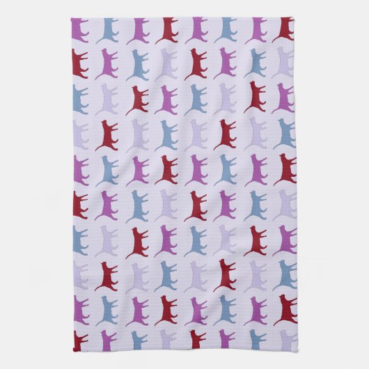 Purple Walking Cat Pattern Theedoek (Verticaal)
