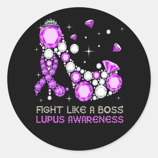 Purple Warrior Fight Lupus Like A Boss Ronde Sticker (Voorkant)