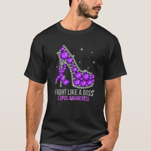 Purple Warrior Fight Lupus Like A Boss T-shirt (Voorkant)