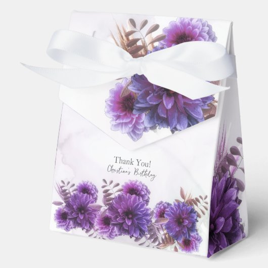 Purple Watercolor Chrysanthemum Birthday Bedankdoosjes (Voorkant)